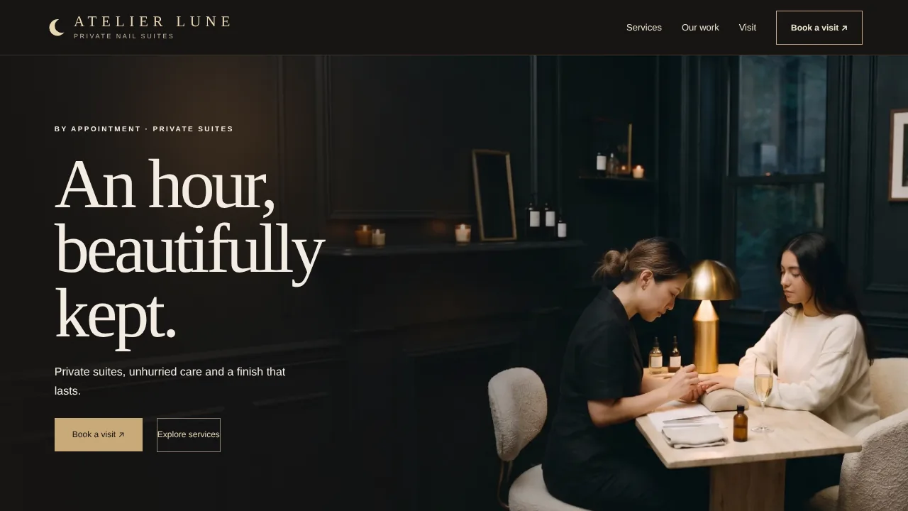 Luxury nail salon website design