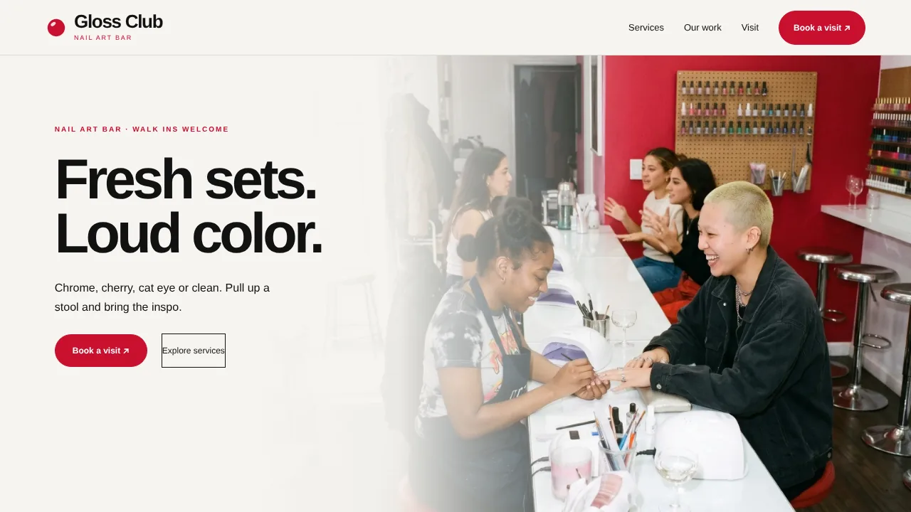 Modern nail salon website design